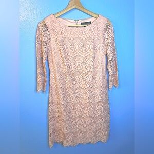 4P Light Pink Petite Lace 3/4 Sleeve Jessica Howard Dress